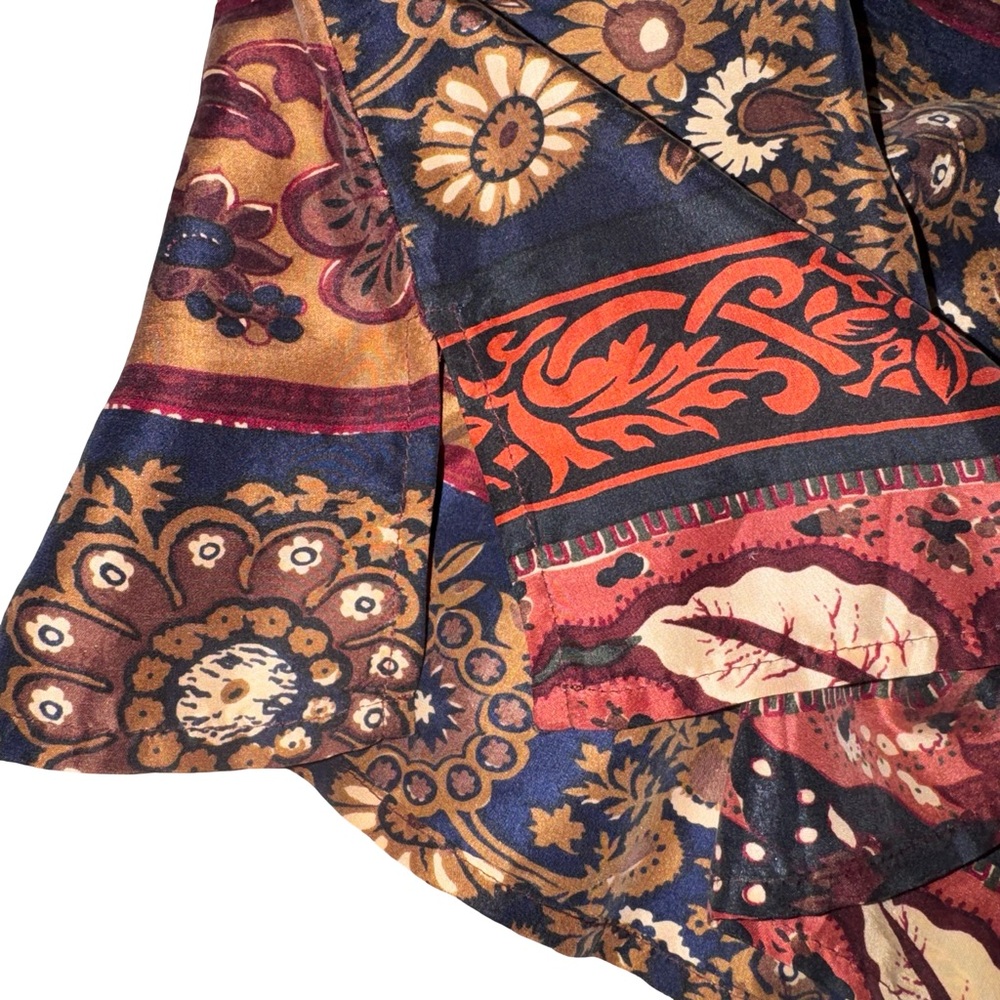 Vintage Express 100% Silk Boho Patchwork Tank Top Y2K 90s Festival Sleeveless - Picture 5 of 7